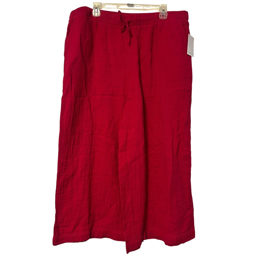 Westbound Women XL Persian Red Cotton Gauze Wide Leg Drawstring Pants New $59 - Picture 1 of 6